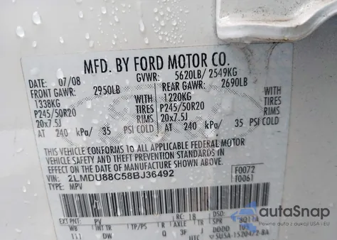 2008 Lincoln Mkx from USA, damaged, VIN 2LMDU88C58BJ36492